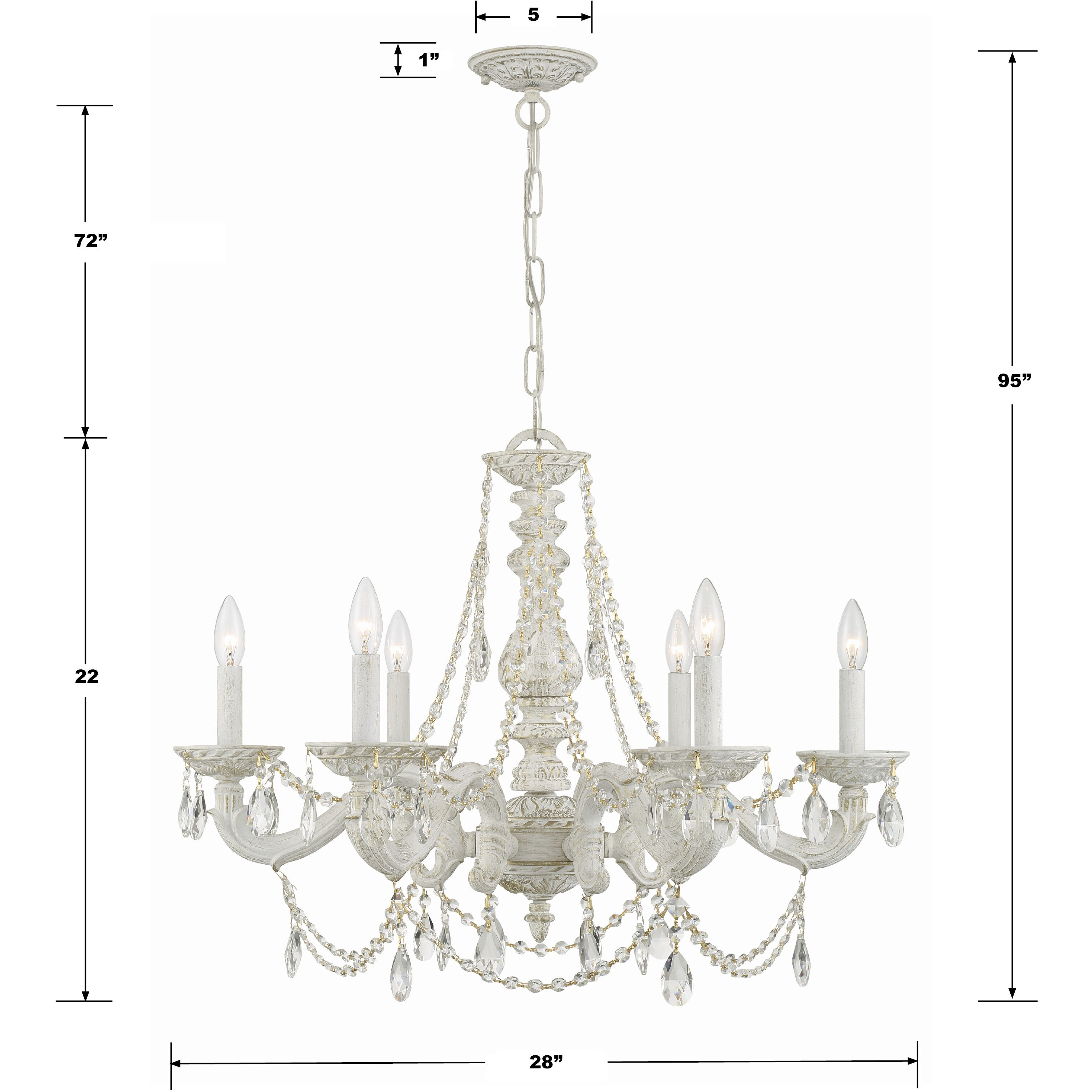 Paris Market 6 Light 28 inch Antique White Chandelier Ceiling Light in Clear Italian