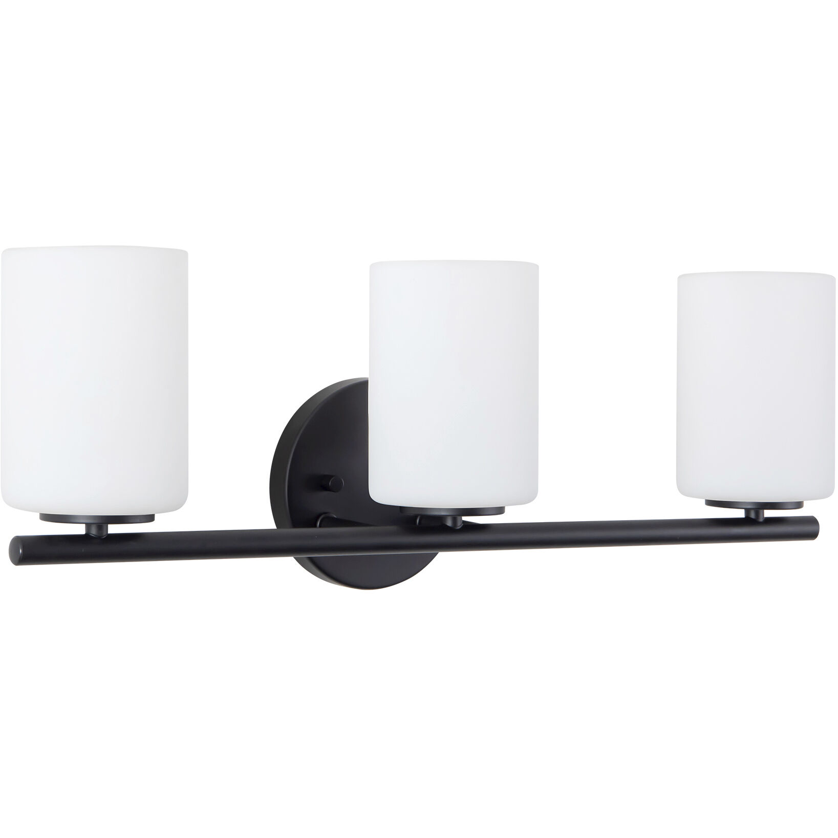 Ezra 3 Light 22.13 inch Black Bath Vanity Light Wall Light in Opal Glass Shade, Matte Opal Glass