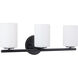 Ezra 3 Light 22.13 inch Black Bath Vanity Light Wall Light in Opal Glass Shade, Matte Opal Glass