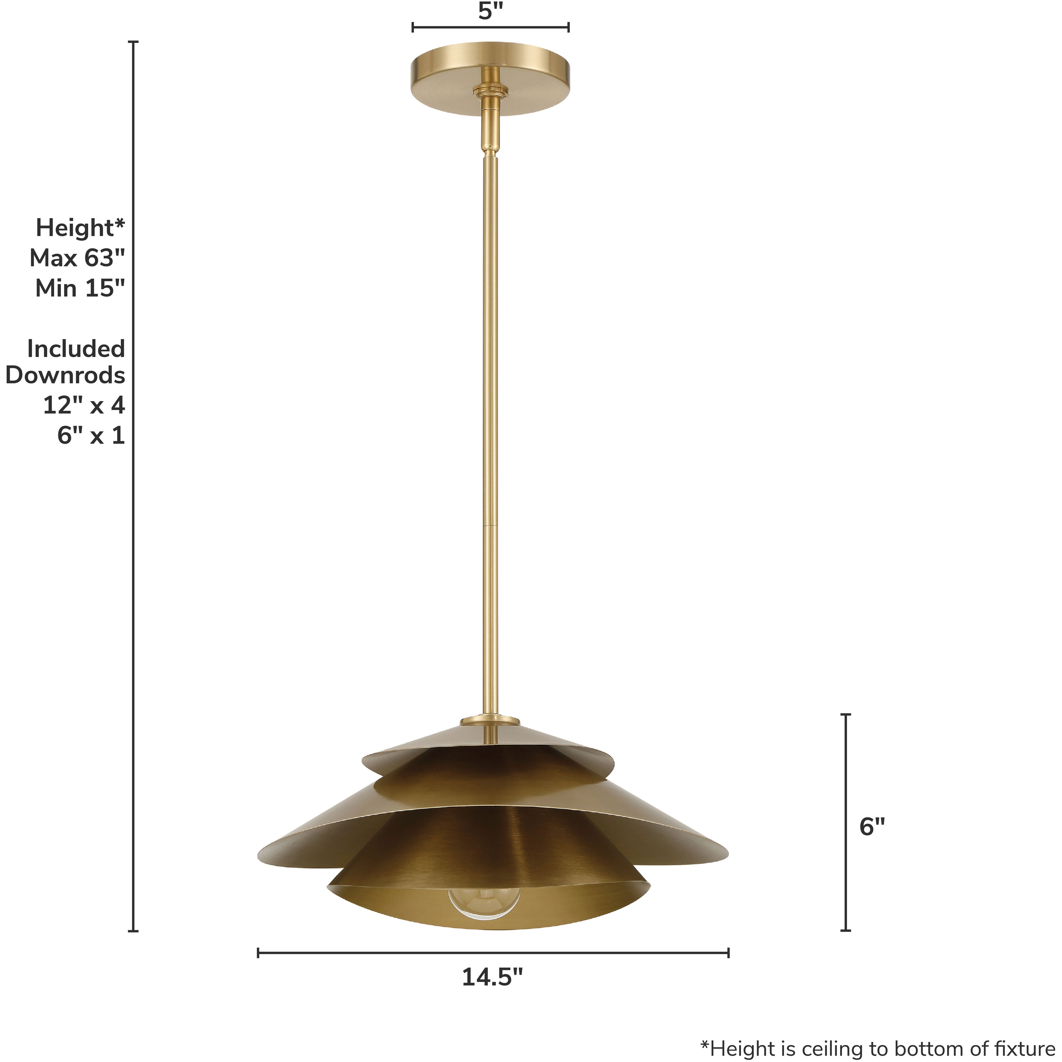 Hiro 1 Light 12.75 inch Alturas Gold Pendant Ceiling Light, Large