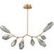 Aalto LED 47 inch Novel Brass Linear Pendant Ceiling Light in 3000K LED, Optic Rib Smoke, Modern Branch