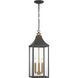 Hurstborne 3 Light 8.5 inch Dark Matte Black and Painted Legacy Brass Outdoor Hanging Lantern