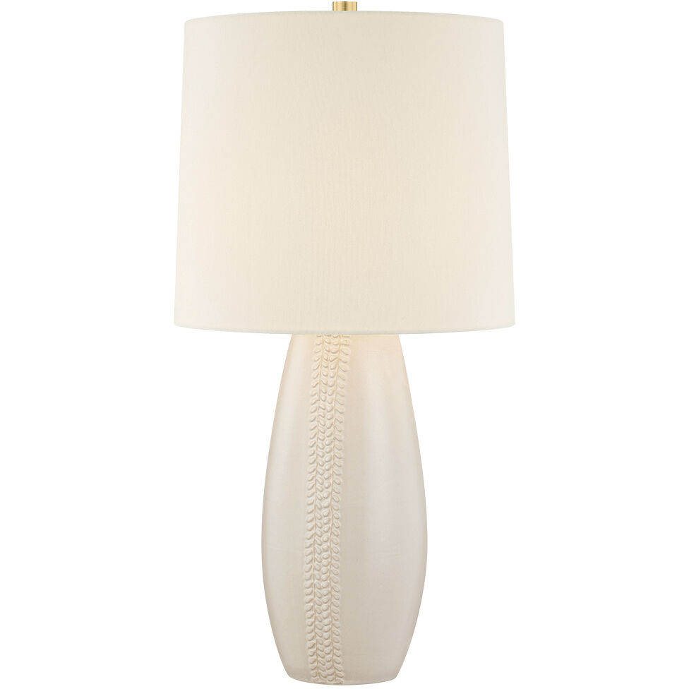 Shavani 26.5 inch 15 watt Aged Brass and Ceramic Honeydew Table Lamp Portable Light