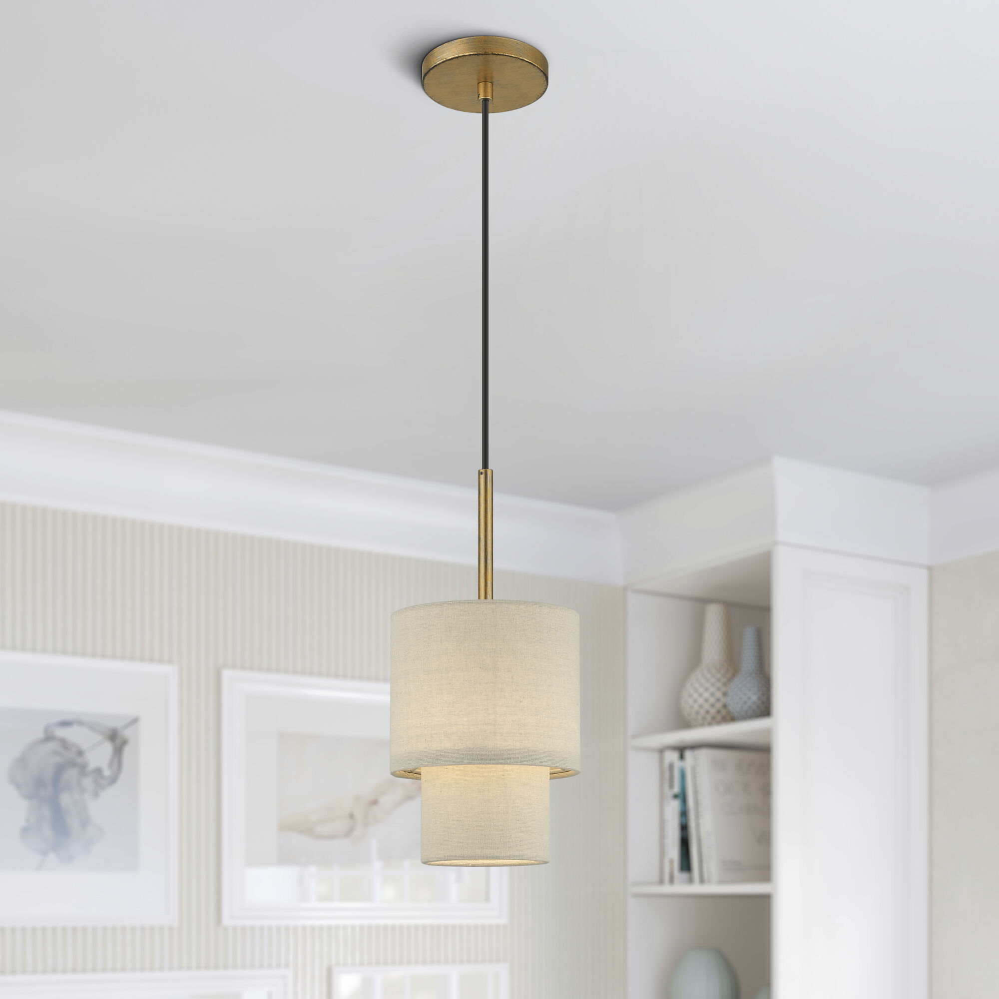 Bellingham 1 Light 7 inch Antique Gold Leaf Mini Pendant Ceiling Light