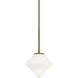 Novo 1 Light 7.88 inch Aged Gold Brass Chandelier Ceiling Light in Aged Gold Brass and Opal Glass