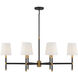 Brody 6 Light 41 inch Black with Warm Brass Accents Linear Chandelier Ceiling Light, Essentials