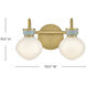 Lucy 2 Light 15.5 inch Lacquered Brass with Seafoam Bath Light Wall Light