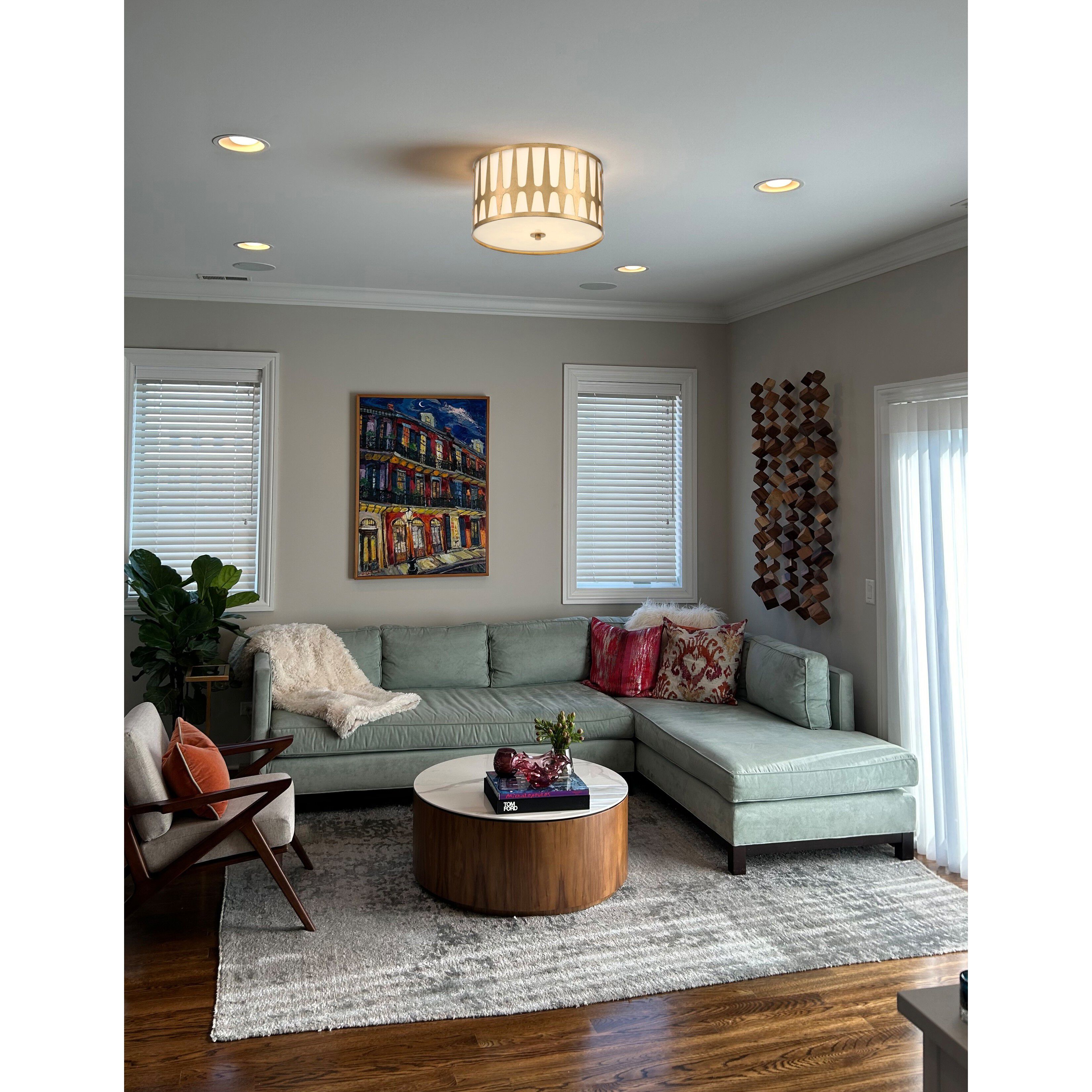 Royston 3 Light 18 inch Antique Gold Flush Ceiling Light