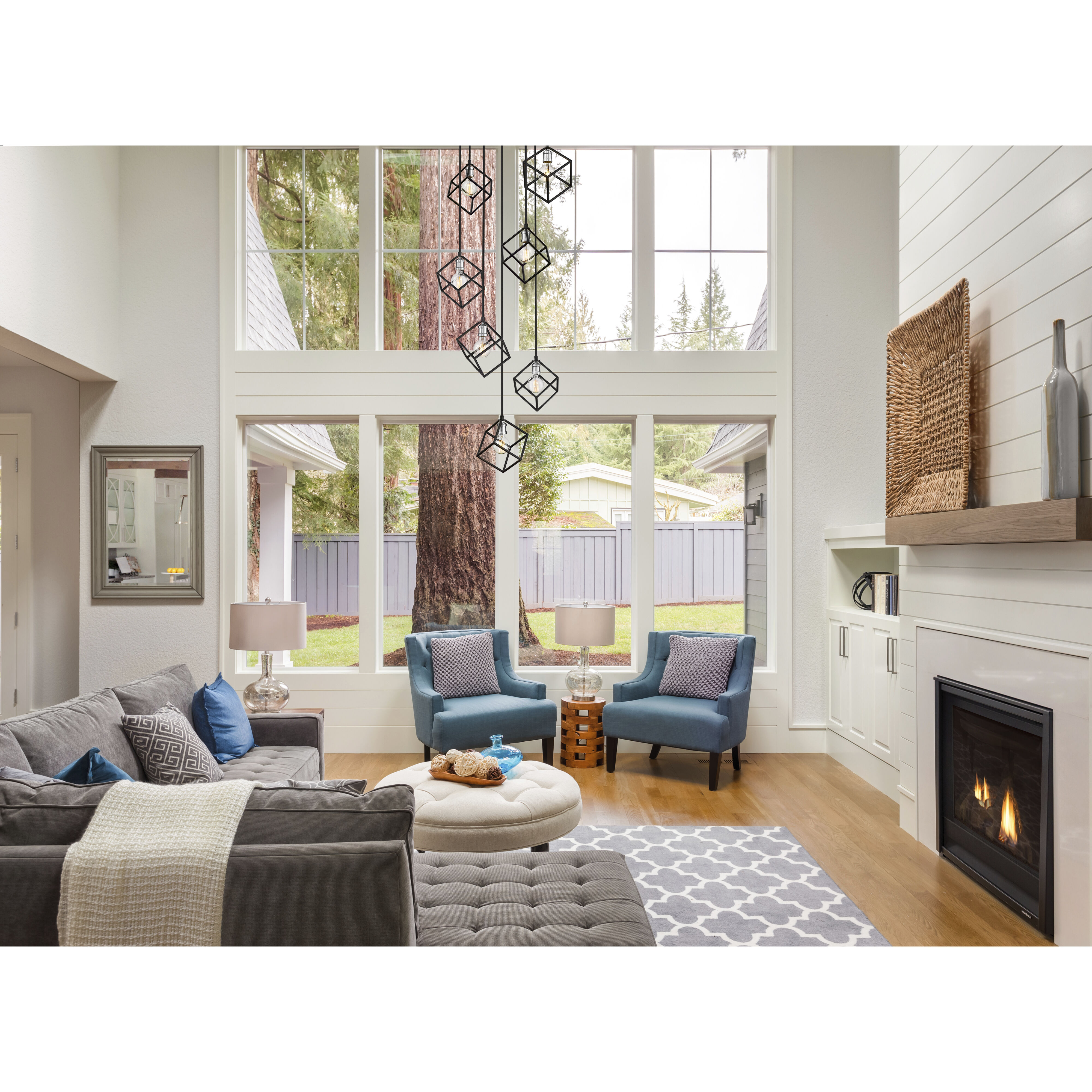 Vertical 7 Light 23.5 inch Matte Black and Brushed Nickel Chandelier Ceiling Light