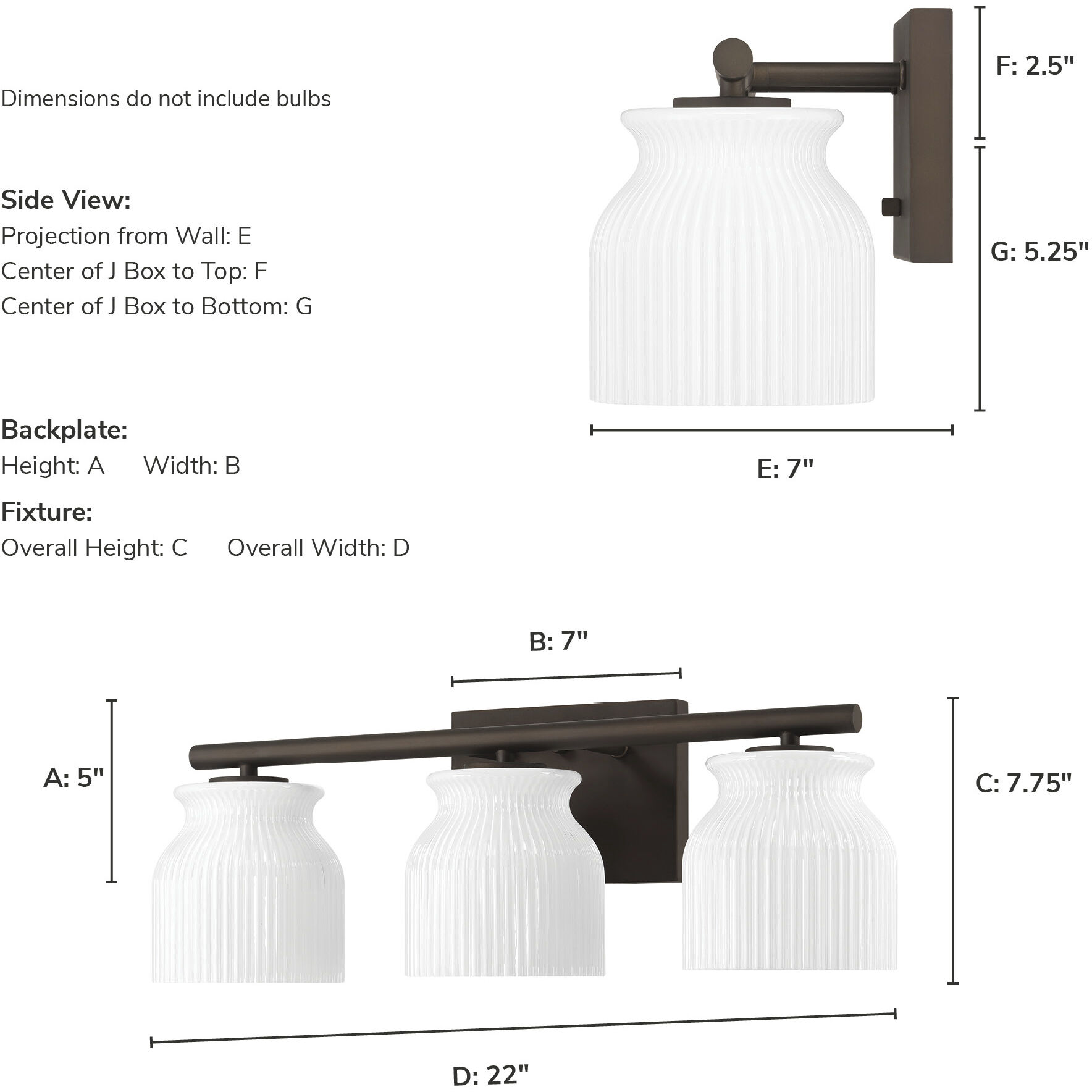Harlowe 3 Light 22 inch Matte Bronze Bath Vanity Wall Light, Medium