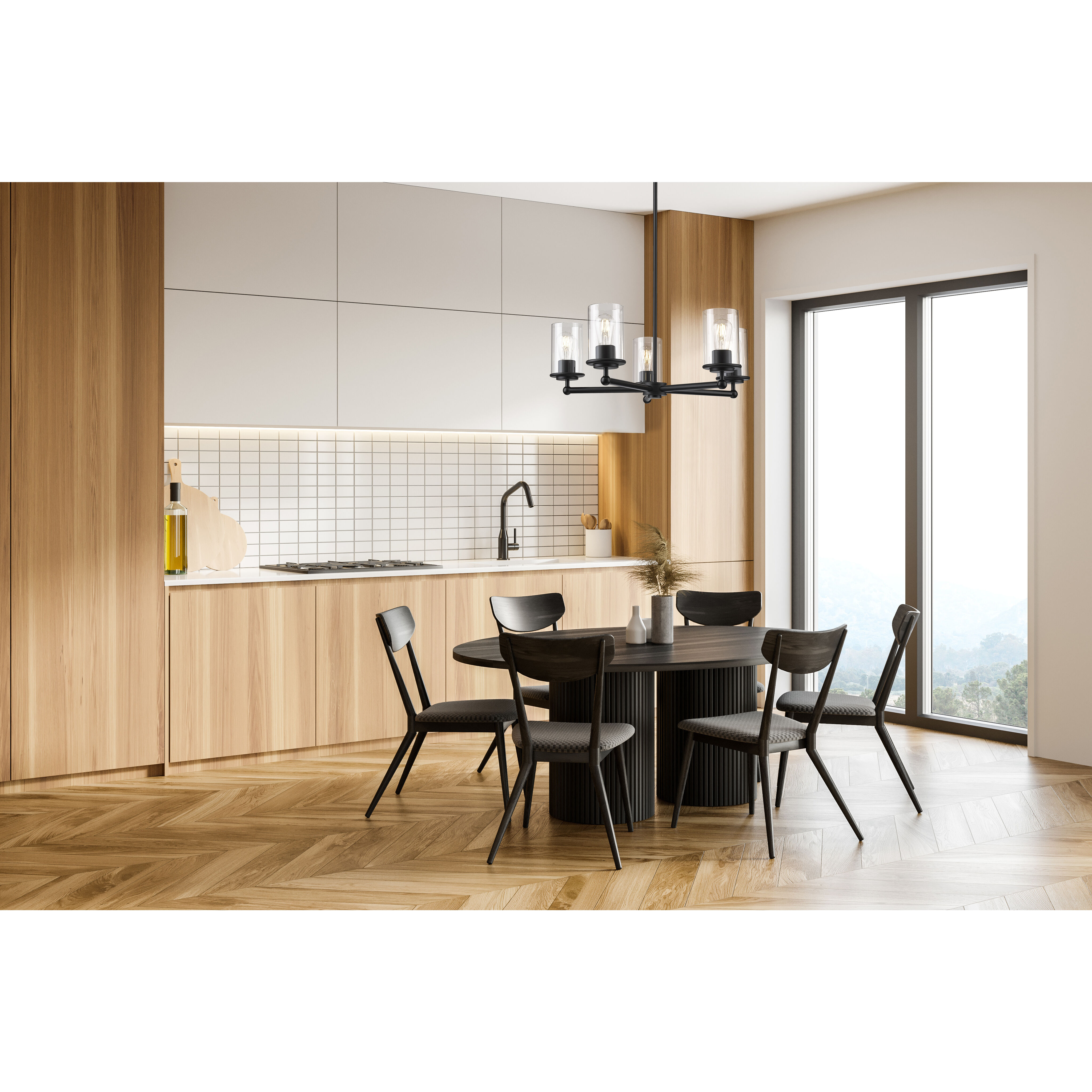 Thayer 5 Light 26 inch Matte Black Chandelier Ceiling Light