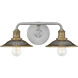 Rigby 2 Light 19 inch Antique Nickel with Heritage Brass Vanity Light Wall Light