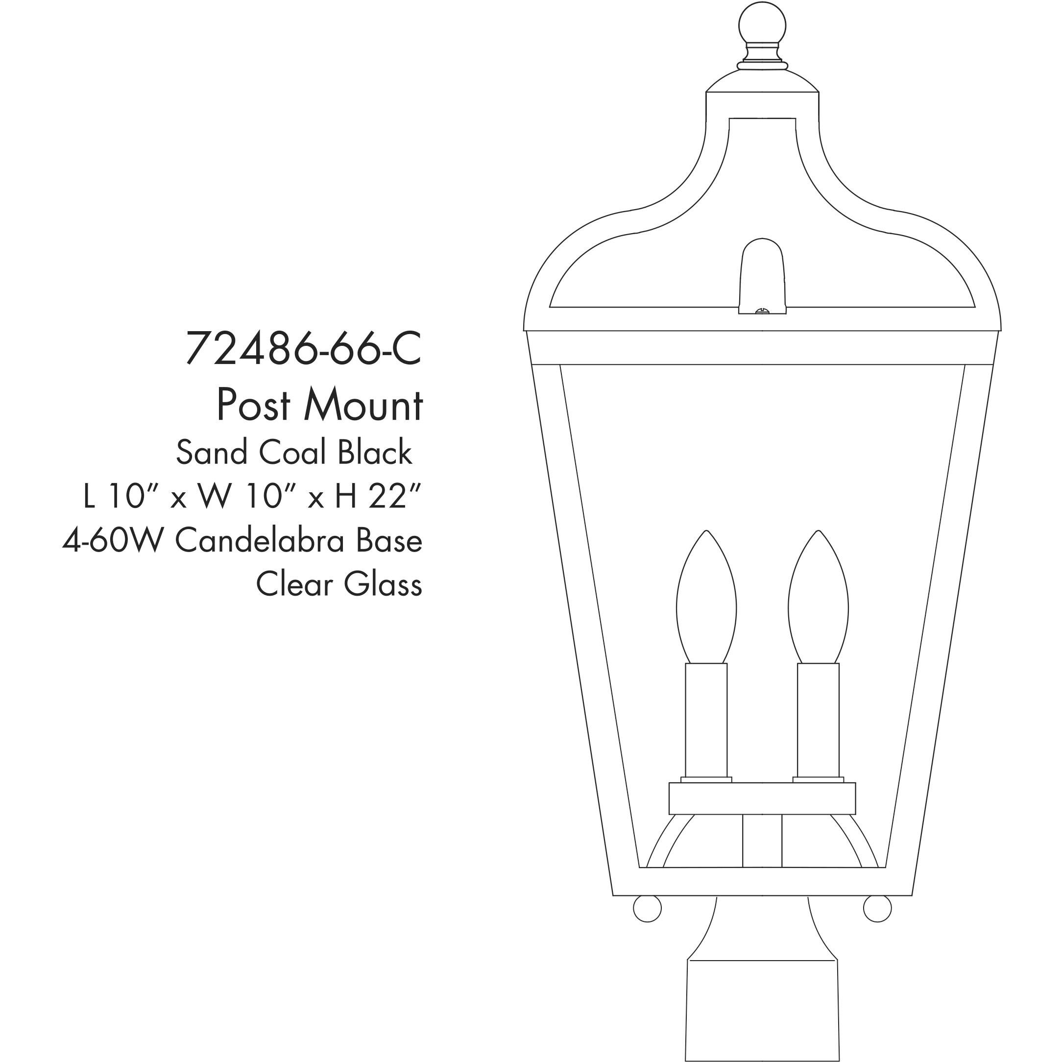 Marquee 4 Light 22 inch Sand Coal Outdoor Post Lantern, Great Outdoors