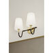 Brienne 2 Light 15 inch Legacy Brass and Dark Matte Black Vanity Wall Light