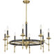 Consulate 8 Light 34 inch Matte Black and Warm Brass Chandelier Ceiling Light