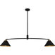 Alscott 2 Light 52 inch Matte Black Linear Chandelier Ceiling Light, Large