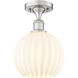 Ballston White Venetian 1 Light 8 inch Brushed Satin Nickel Semi-Flush Mount Ceiling Light