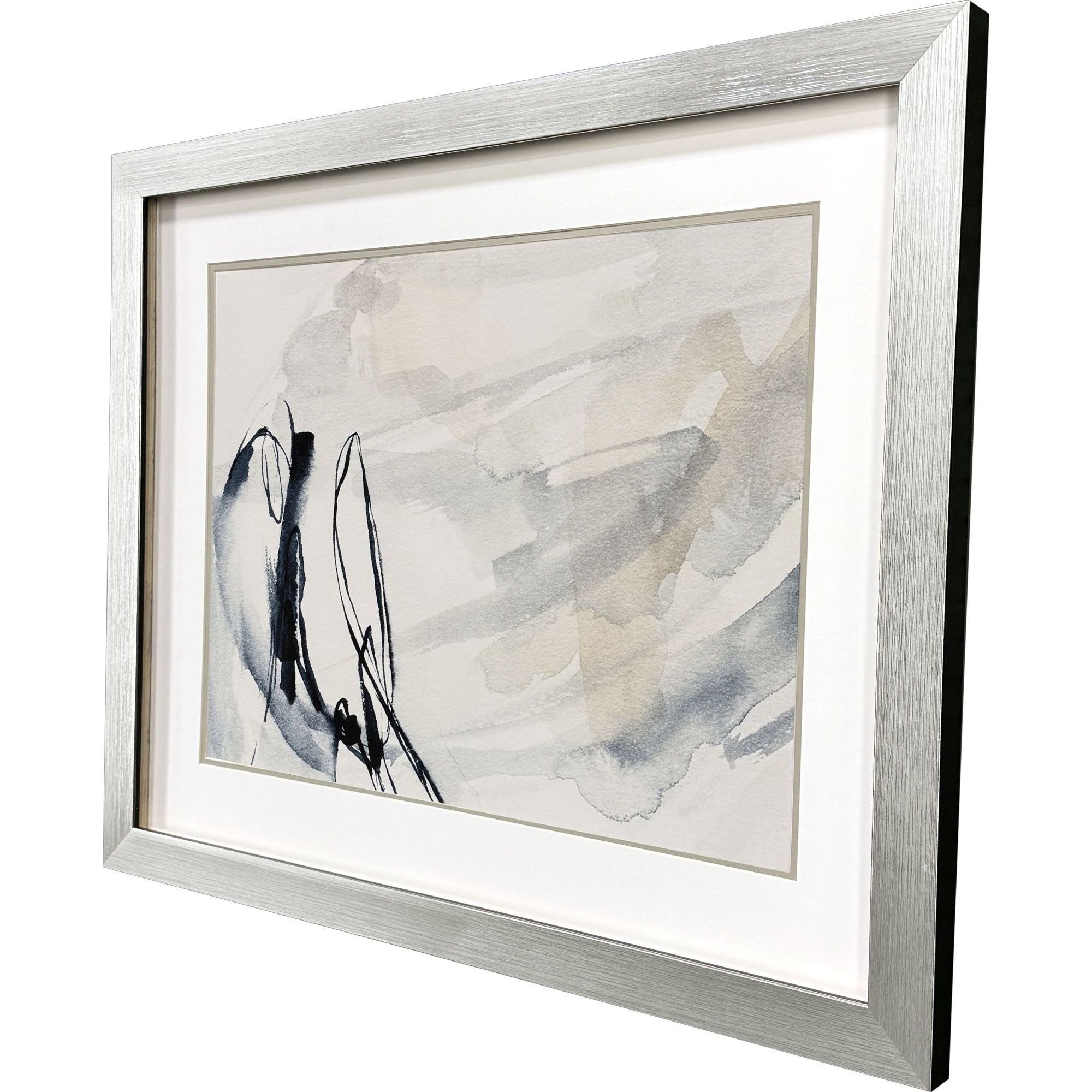 Indigo Markings Blue and Beige and Gray Framed Art, Propac