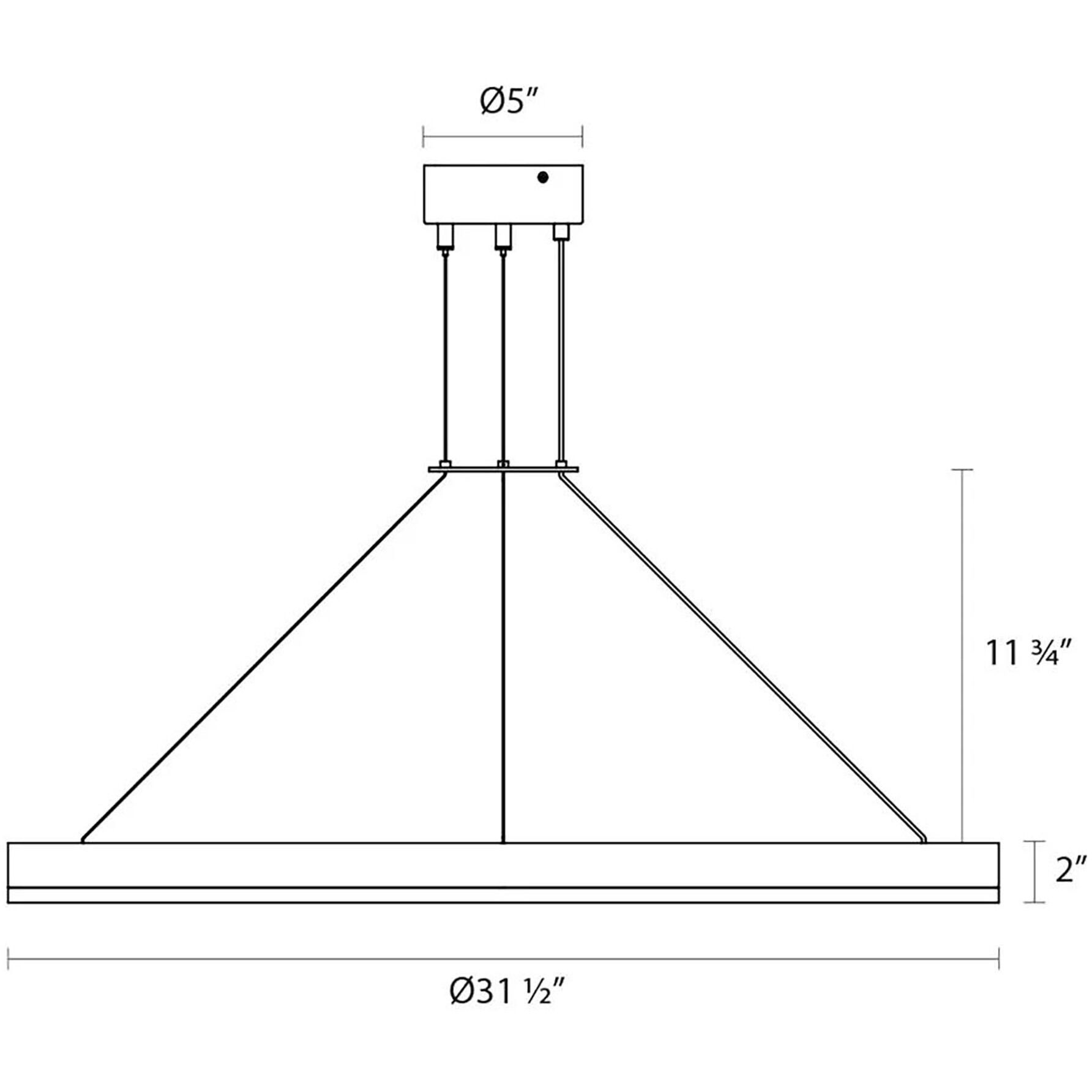 Corona LED 31.5 inch Bright Satin Aluminum Pendant Ceiling Light in 3000K