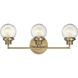 Poppy 3 Light 24.25 inch Heritage Brass Vanity Light Wall Light
