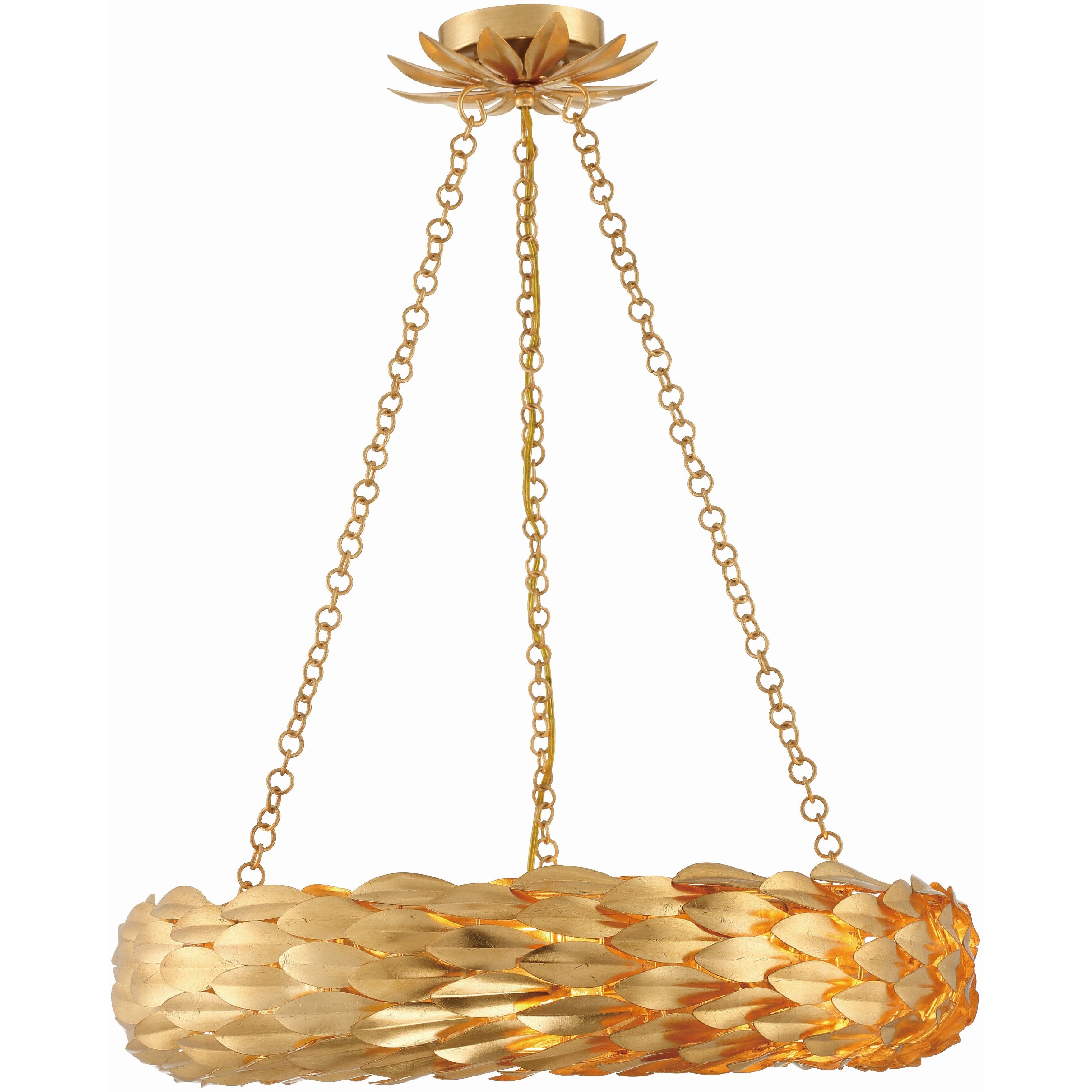 Broche 6 Light 24 inch Antique Gold Chandelier Ceiling Light