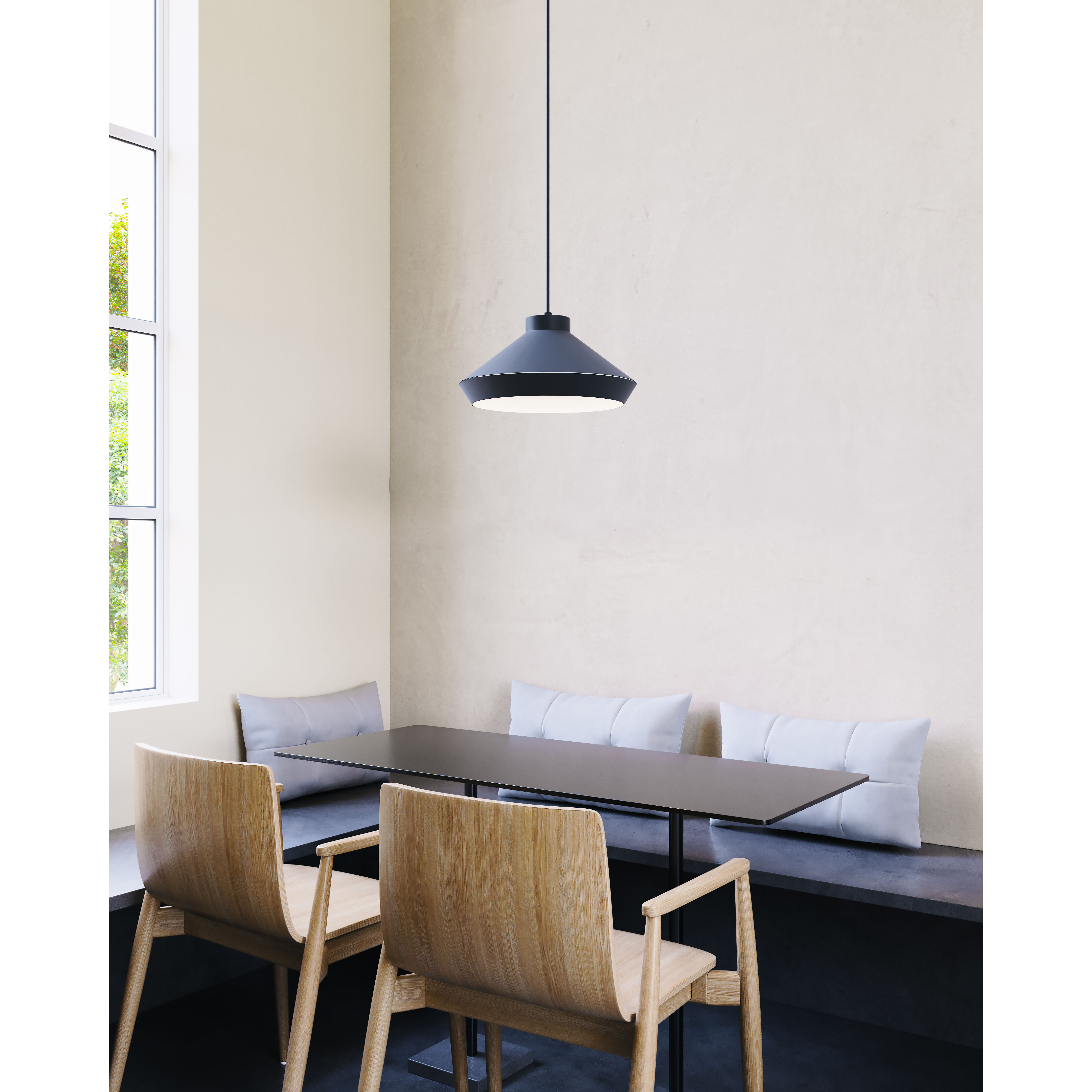 Koma LED 15 inch Satin Black Pendant Ceiling Light
