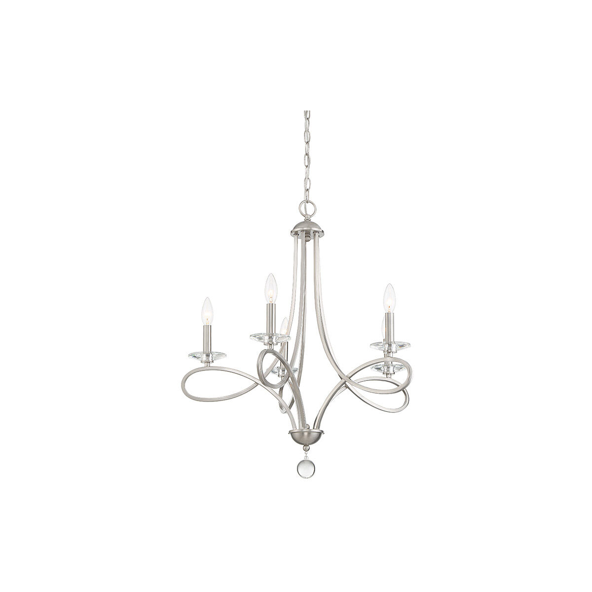 Modern 5 Light 26 inch Brushed Nickel Chandelier Ceiling Light