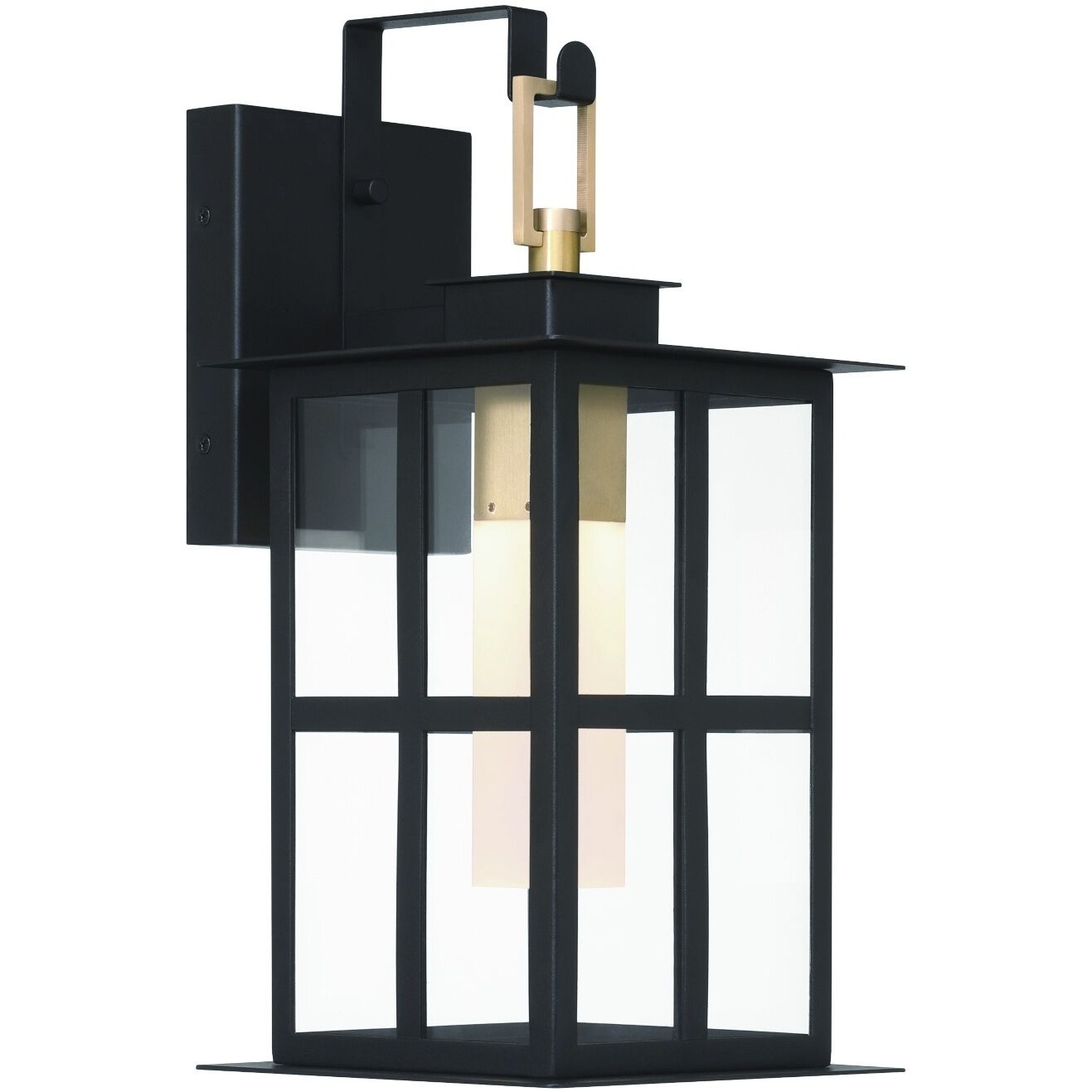 Greyson 1 Light 16 inch Brass and Black Outdoor Wall Lantern