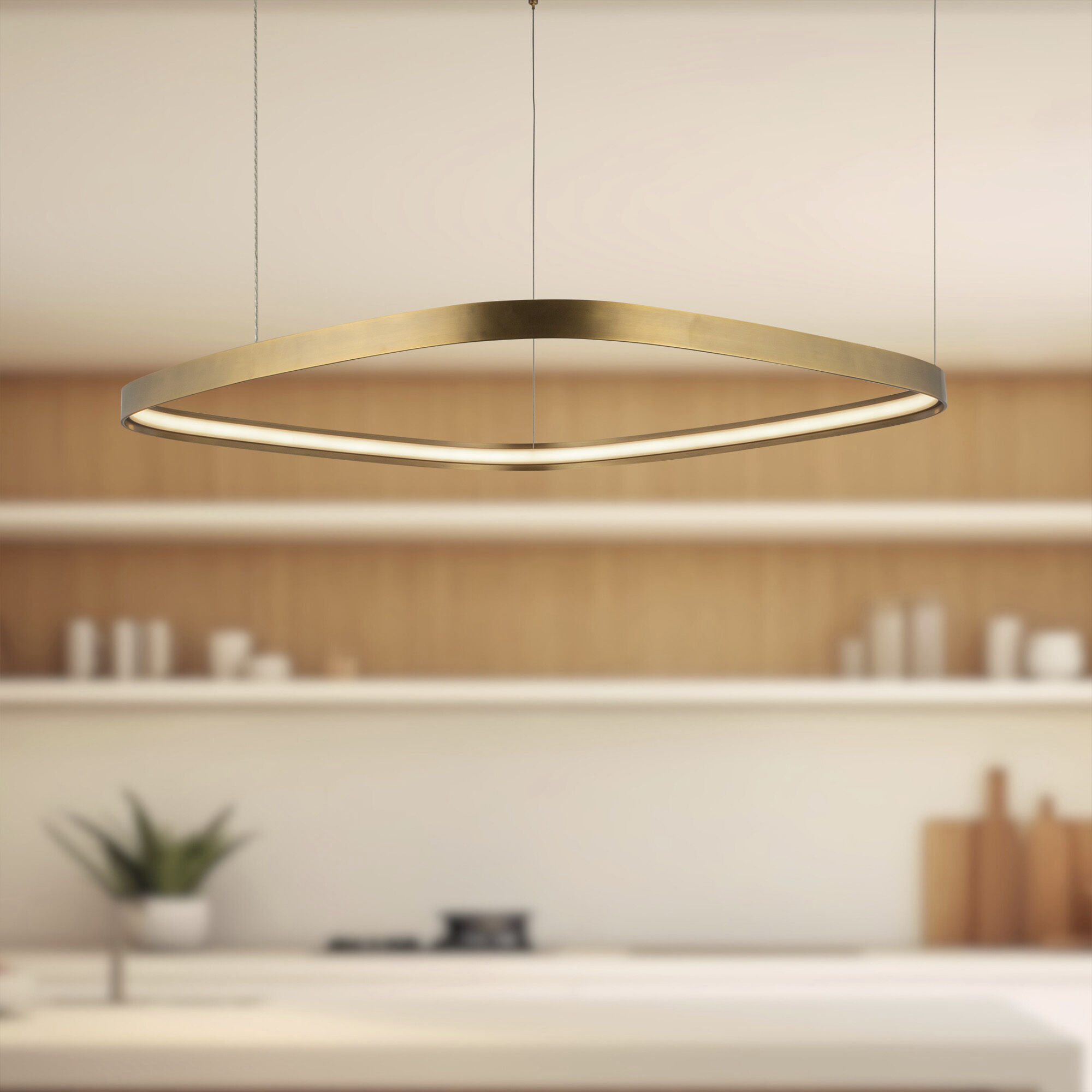 Yukon LED 31.5 inch Vintage Brass Pendant Ceiling Light