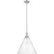 Arcadia Berkshire Glass 1 Light 16 inch Brushed Satin Nickel Mini Pendant Ceiling Light in Seedy