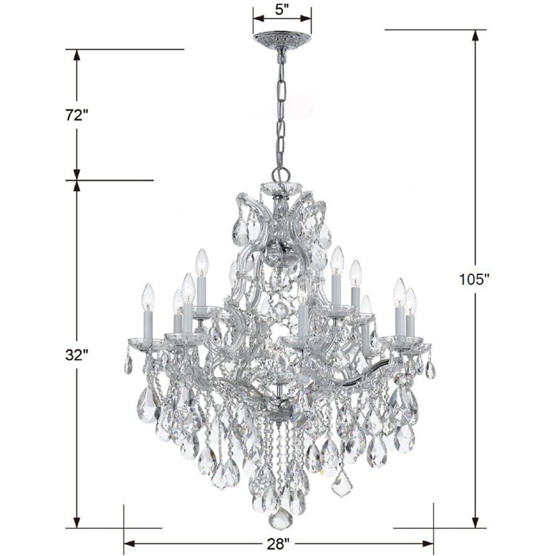 Maria Theresa 13 Light 28 inch Polished Chrome Chandelier Ceiling Light in Clear Hand Cut