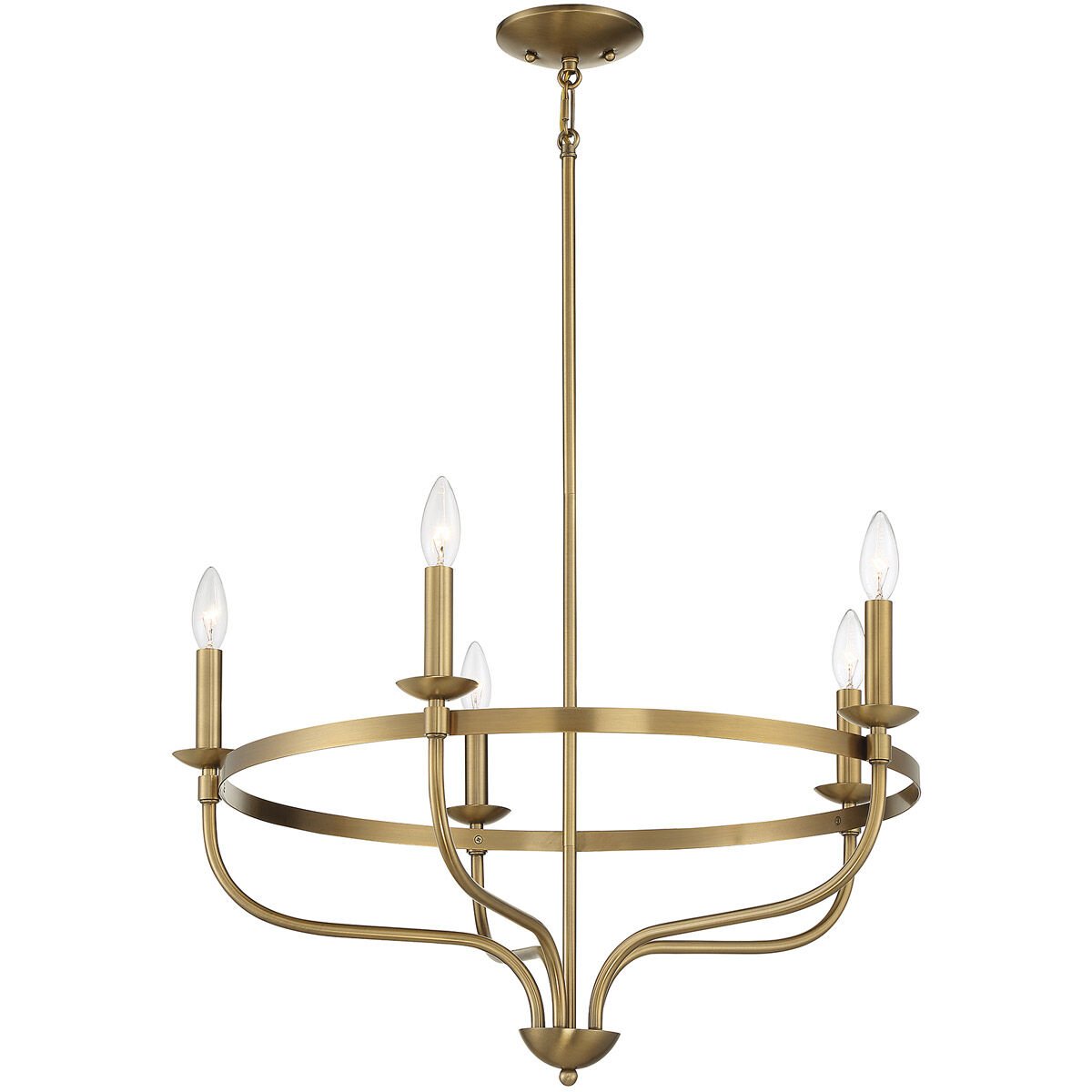 Transitional 5 Light 26.63 inch Natural Brass Chandelier Ceiling Light