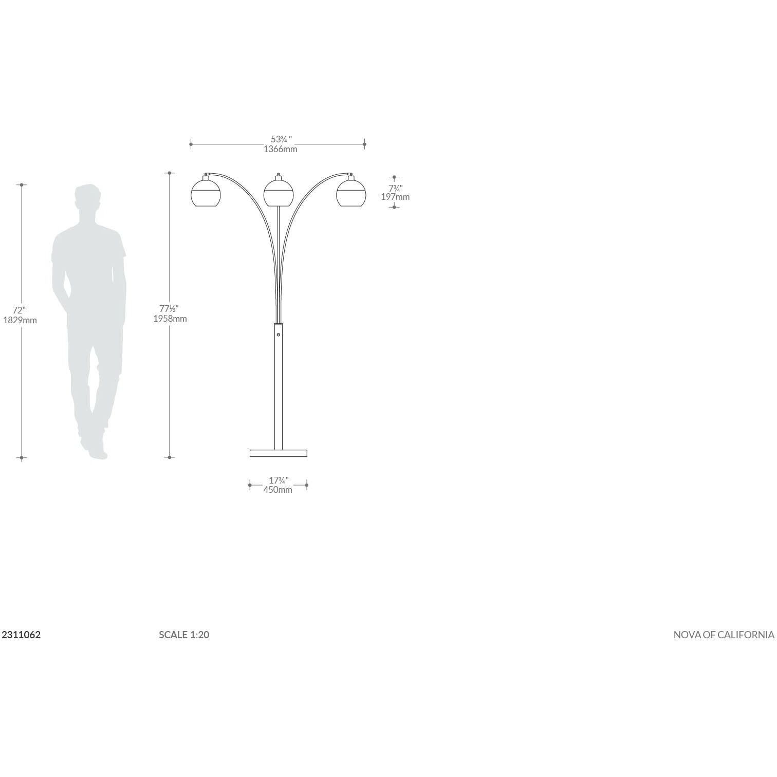 Orson 87 inch 40.00 watt Brushed Nickel Arc Floor Lamp Portable Light