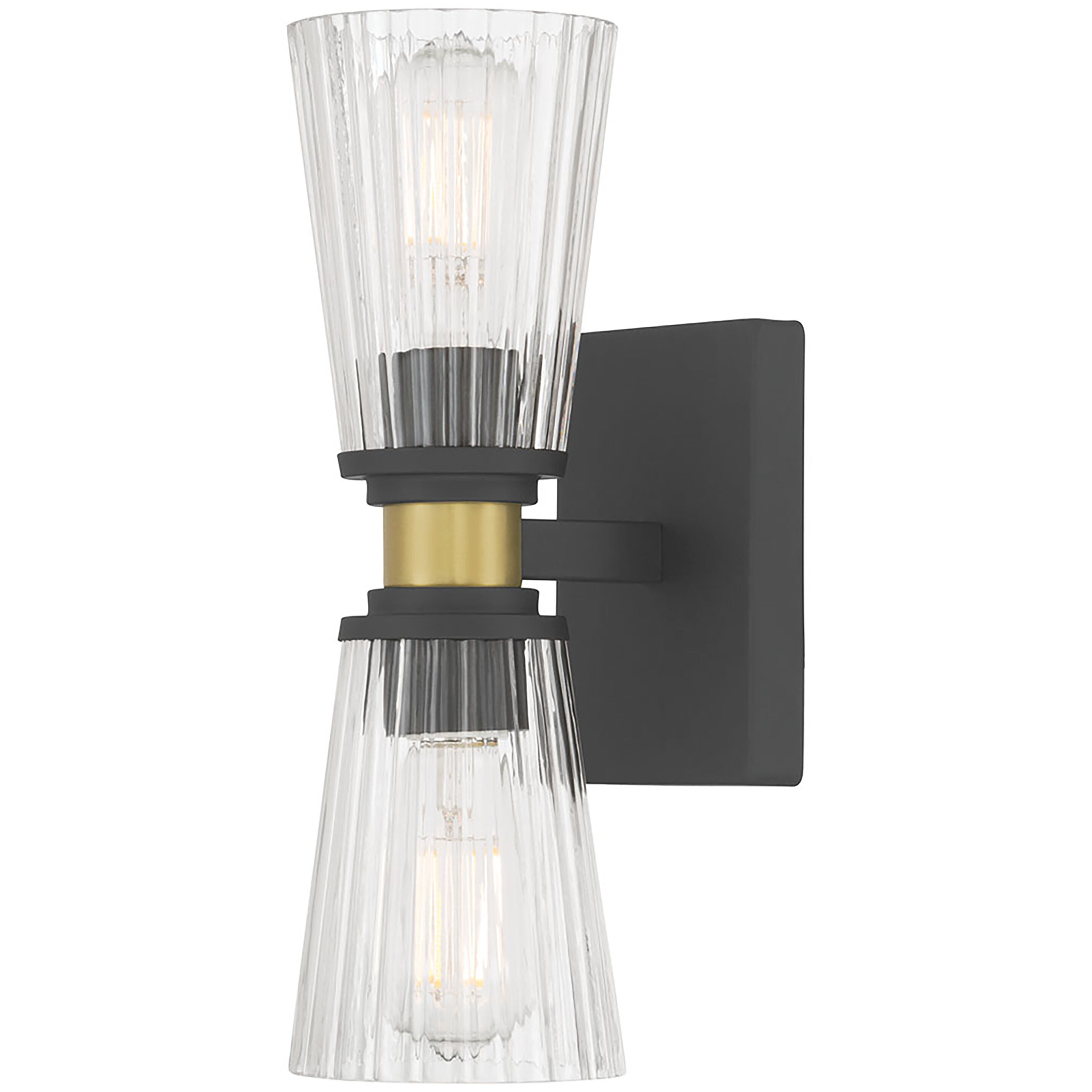 Lustria 2 Light 4.25 inch Matte Black and Vintage Brass Wall Sconce Wall Light