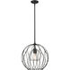 Elle 1 Light 16 inch Matte Black Pendant Ceiling Light