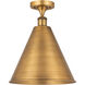 Ballston Cone 1 Light 16 inch Brushed Brass Semi-Flush Mount Ceiling Light