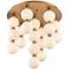 Mod 19 Light 20 inch Satin Brass Semi Flush Ceiling Light