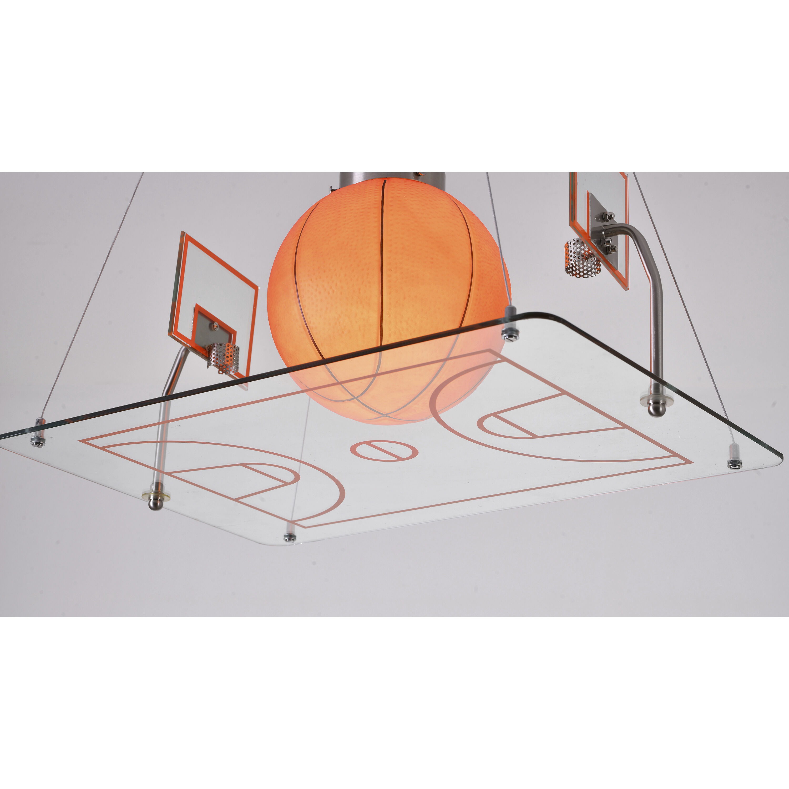 Canada 1 Light 14 inch Orange and Clear Childrens Lighting Ceiling Light, Basketball Court