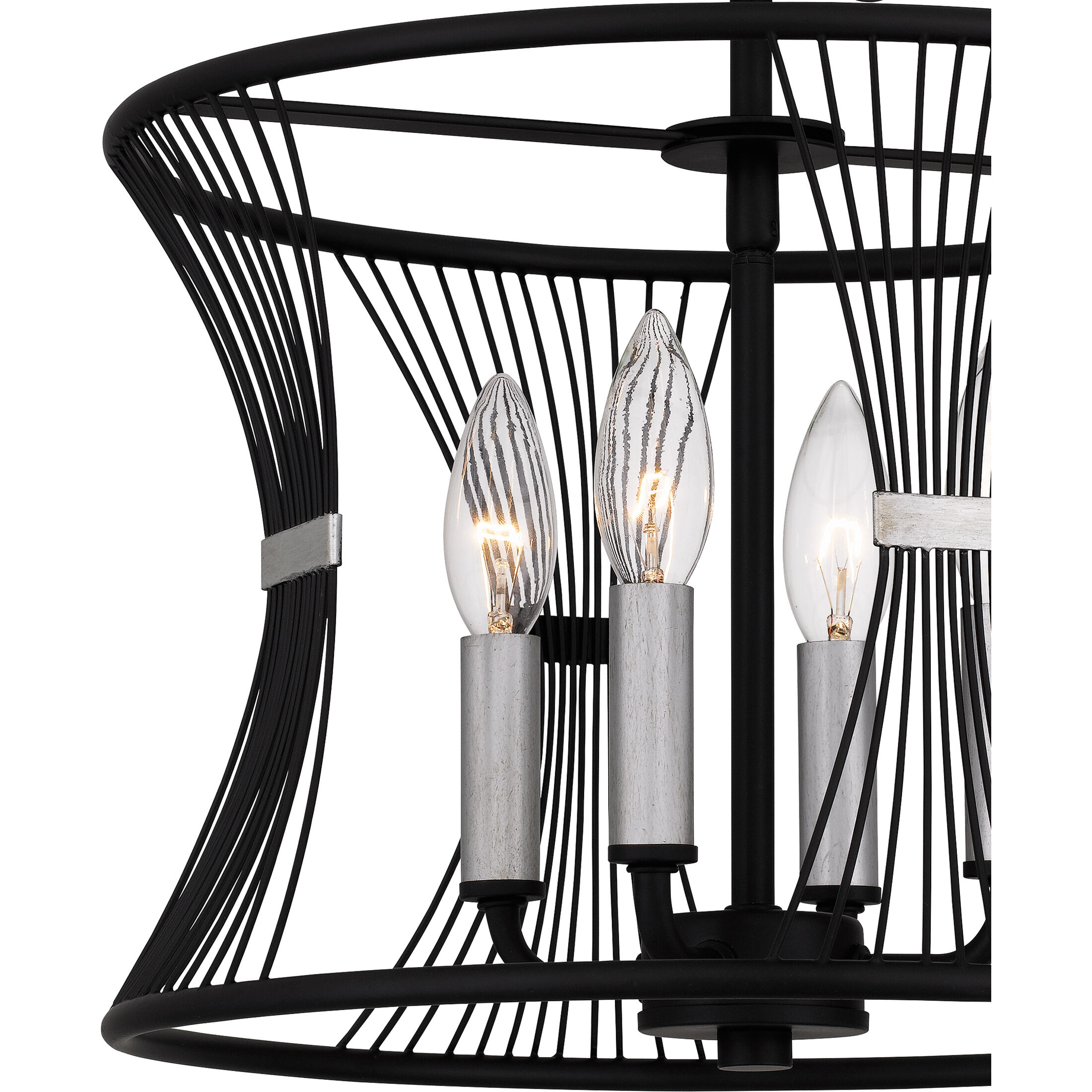 Leiland 4 Light 14 inch Matte Black Semi-Flush Mount Ceiling Light