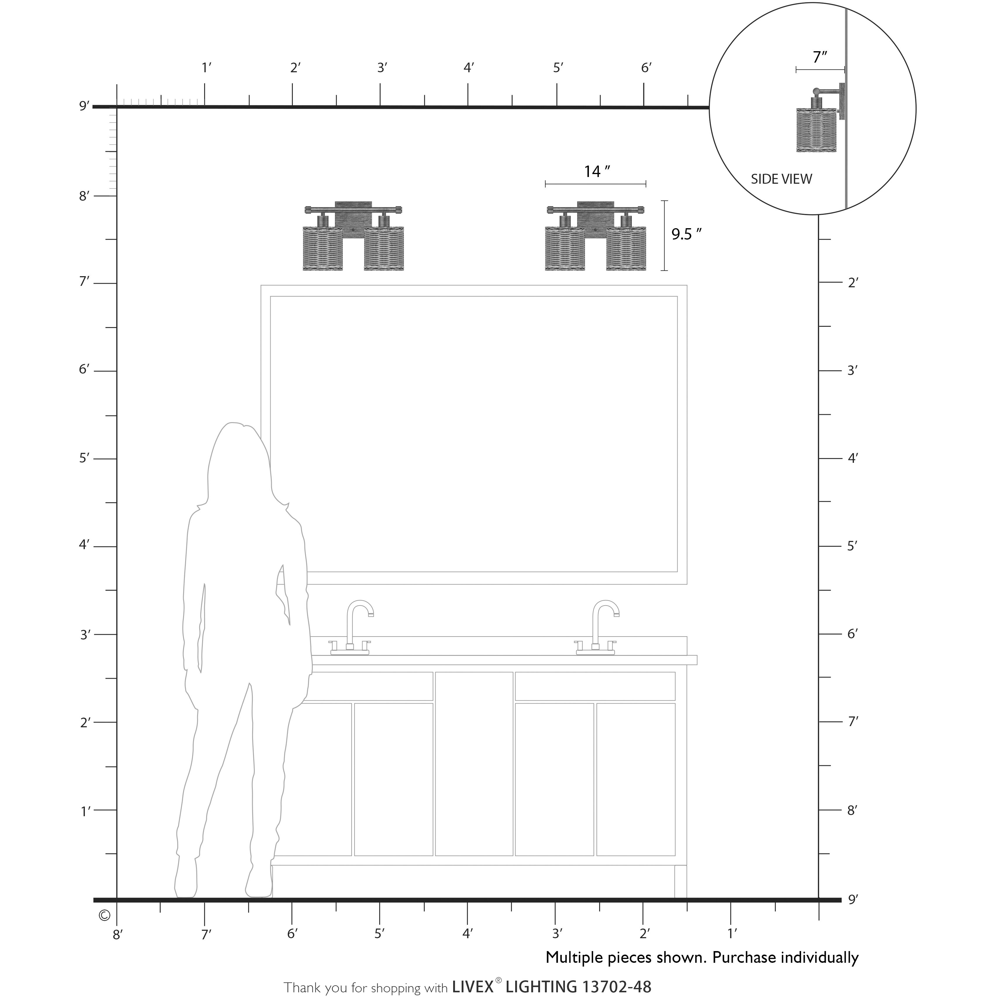 Weavington 2 Light 14 inch Antique Gold Leaf Vanity Wall Sconce Wall Light