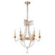 Louis 6 Light 25 inch Distressed Silver and Gold Chandelier Ceiling Light, Flambeau