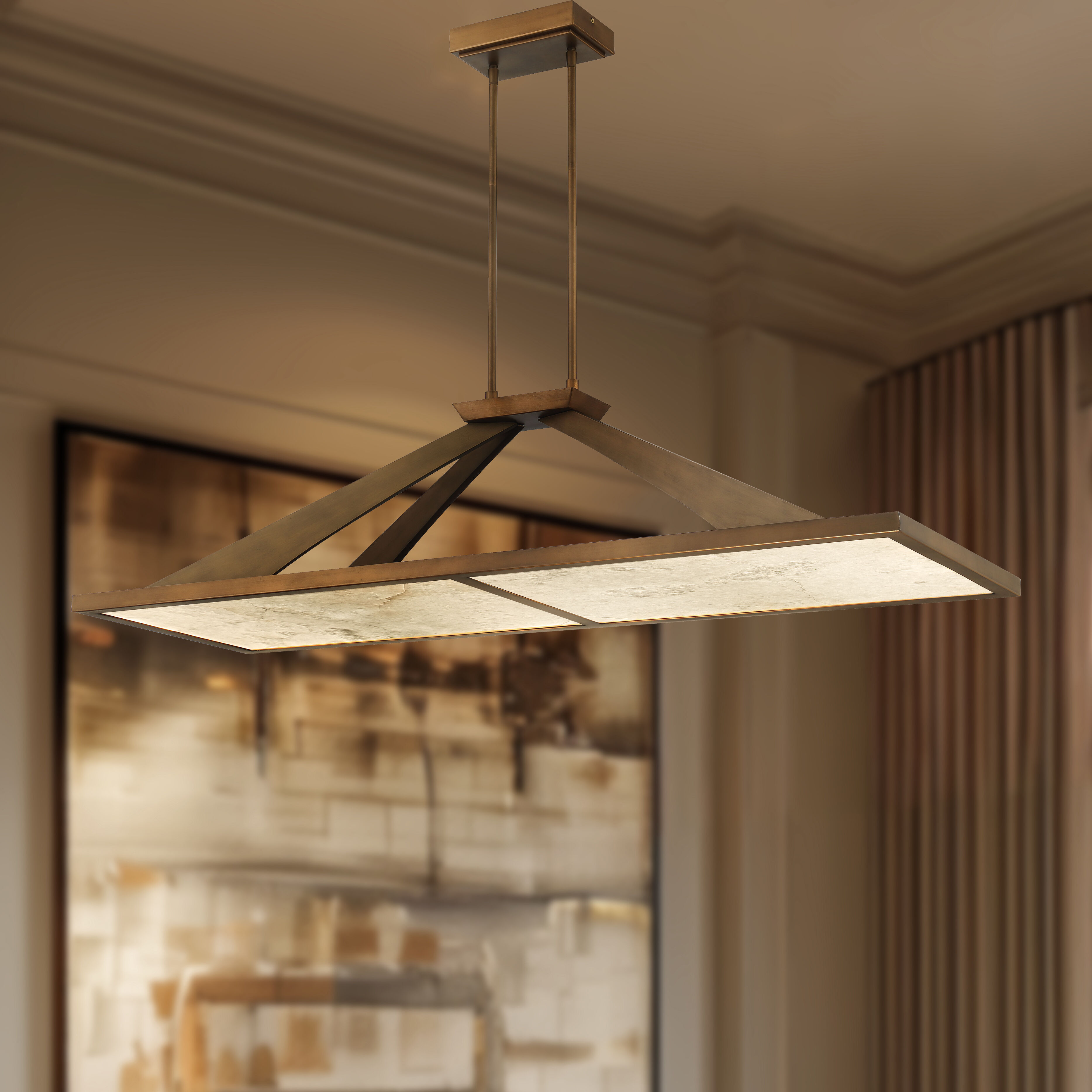 Stiles LED 48 inch Ashen Gold Island Chandelier Ceiling Light