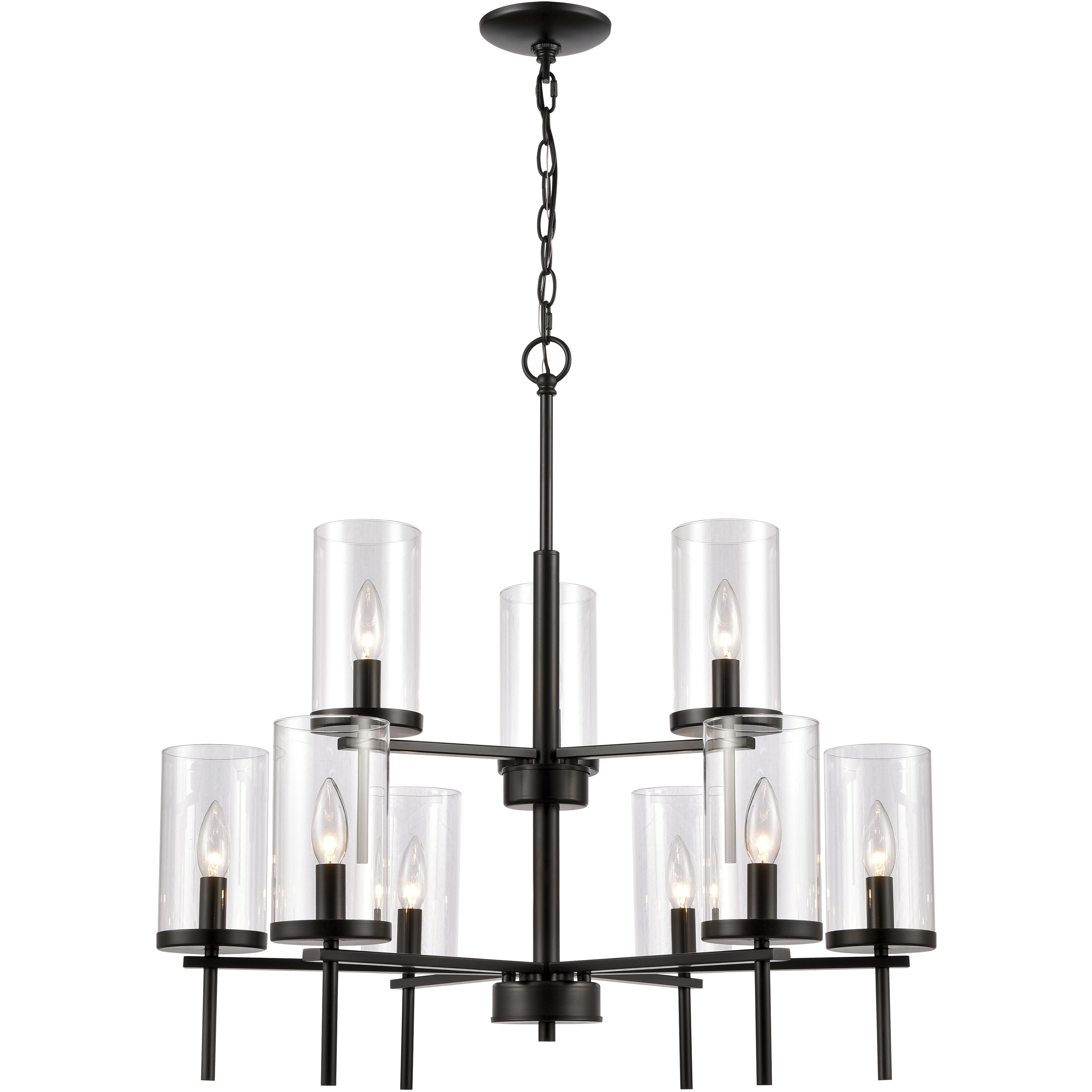 Oakland 9 Light 28.5 inch Black Chandelier Ceiling Light