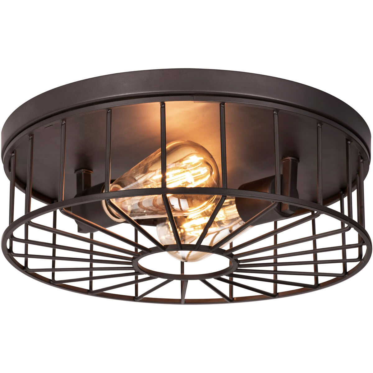 Theo 2 Light 14 inch Black Flush Mount Ceiling Light
