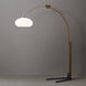Morelli 85 inch 100.00 watt Weathered Brass and Walnut with Black Arc Floor Lamp Portable Light