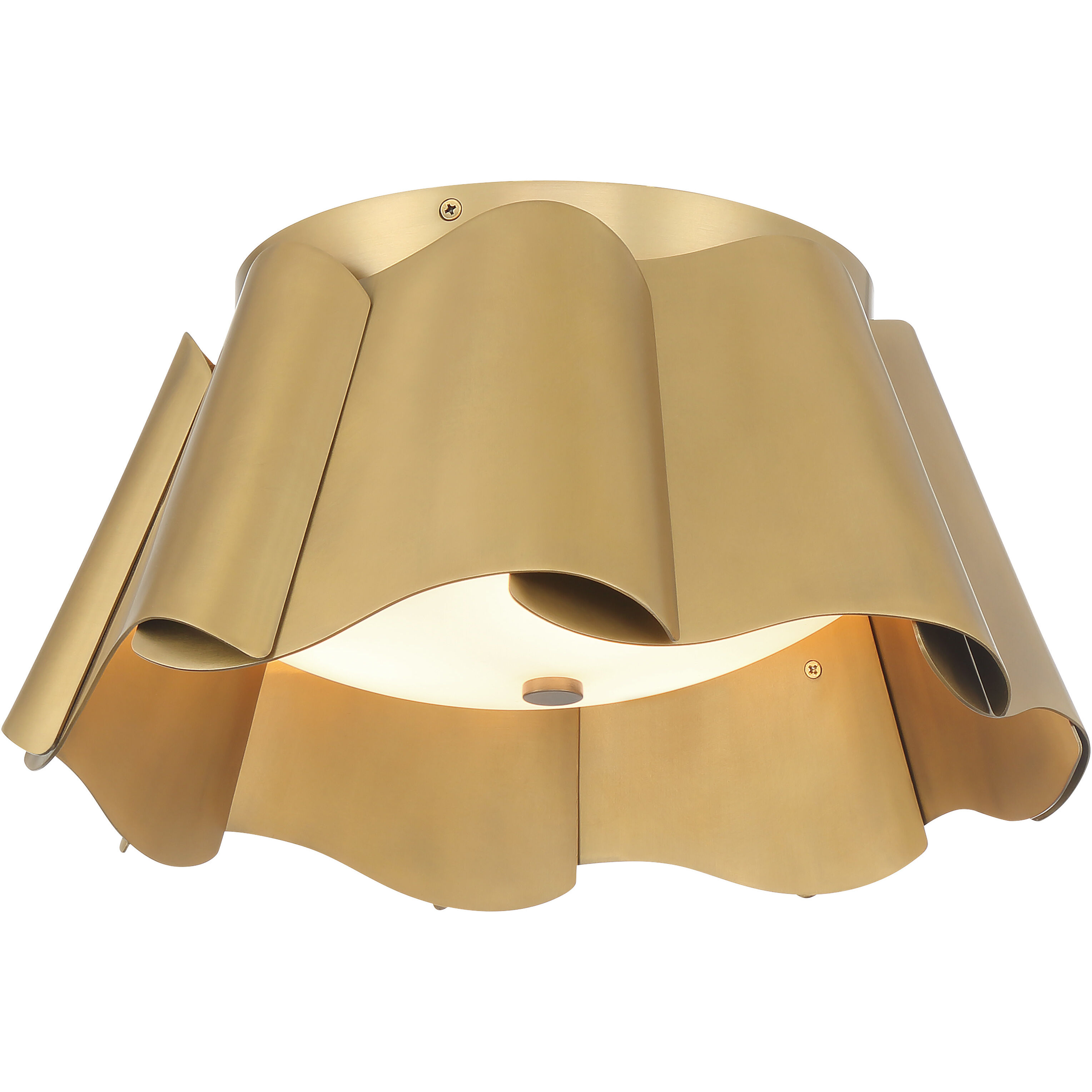 Waveform 3 Light 14 inch Legacy Brass Flush Mount Ceiling Light