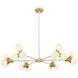Tres 18 Light 36 inch White and New Brass Chandelier Ceiling Light