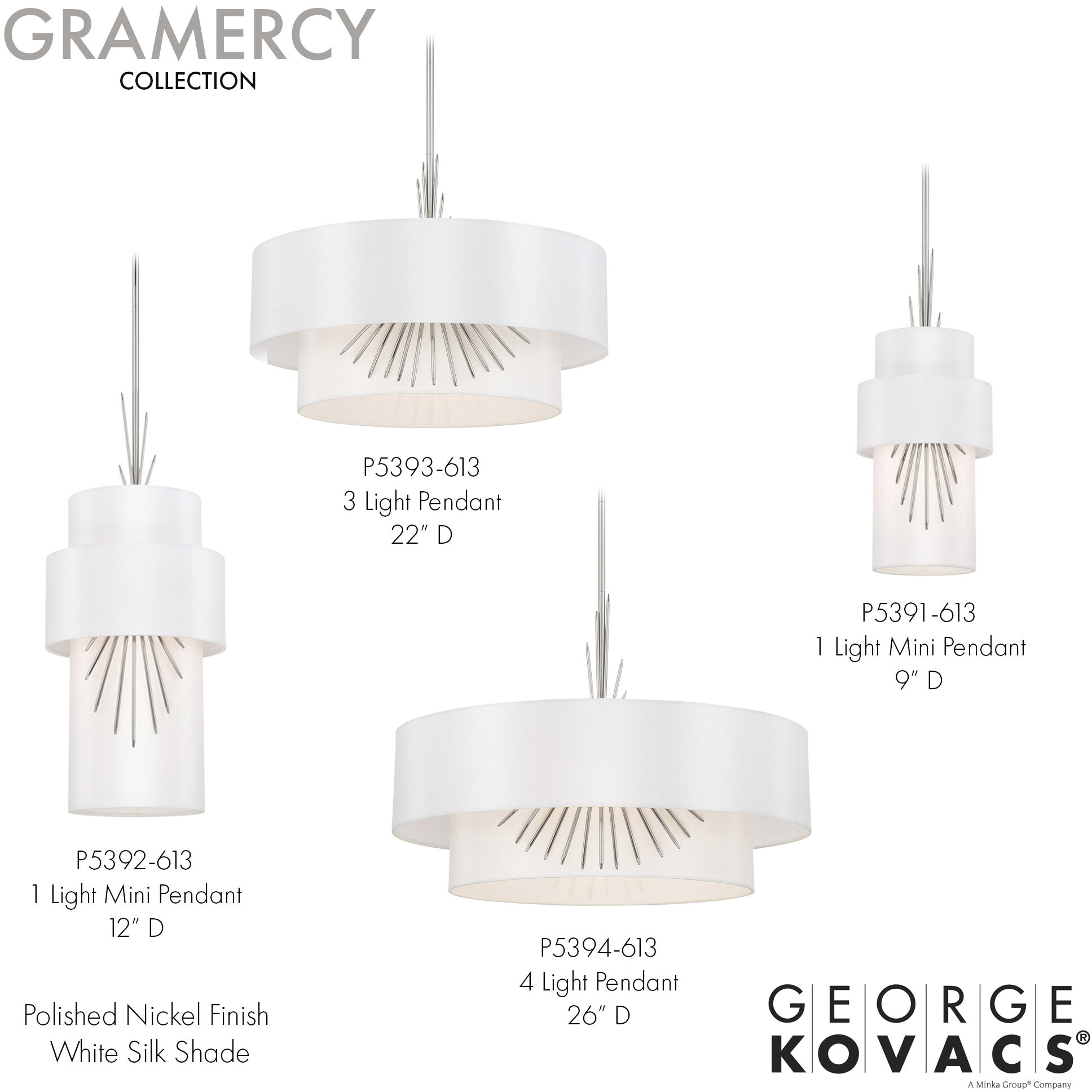 Gramercy 1 Light 8.88 inch Polished Nickel Mini Pendant Ceiling Light