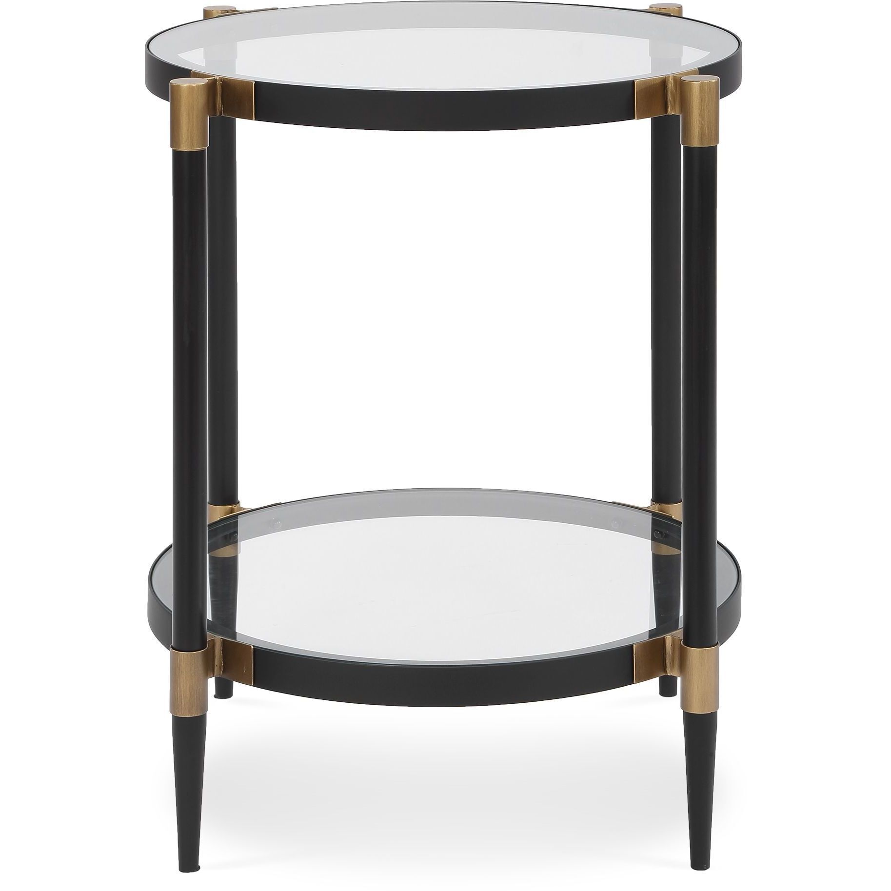 Chadid 23.75 X 21.75 inch Black and Gold with Glass Side Table