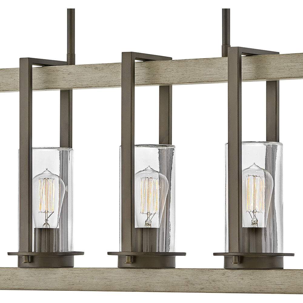 Open Air Riverwood 5 Light 42 inch Warm Bronze with Warm Ash Outdoor Linear Hanging Light